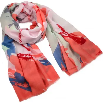 Šála Šála klasická - růžovo-červená s potiskem