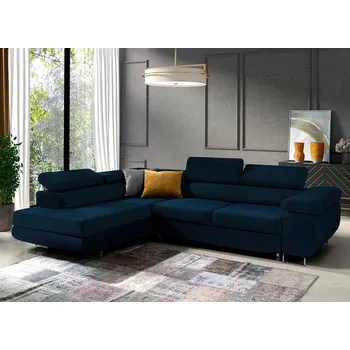 Sedací souprava Rozkládací rohová sedací souprava 150 ETHAM Levá Tmavě modrá