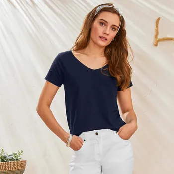Dámské tričko Blancheporte Tričko s výstřihem do V námořnická modrá 52