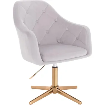 Otočné křeslo Hamar velur na zlatém kříži - světle šedá