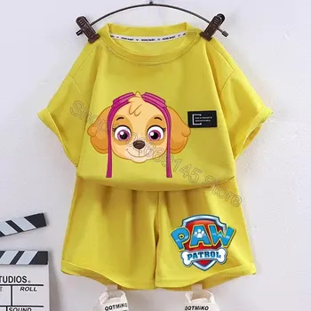 Tlapková Patrola - letní set kraťasy + tričko (žlutý) Varianta: Skye, Velikost: 160