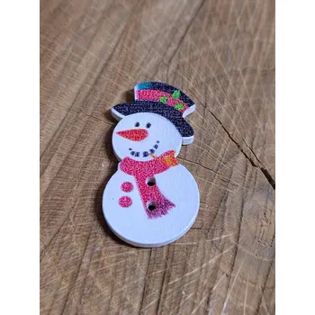 Knoflík Dřevěný dekorační knoflík sněhulák