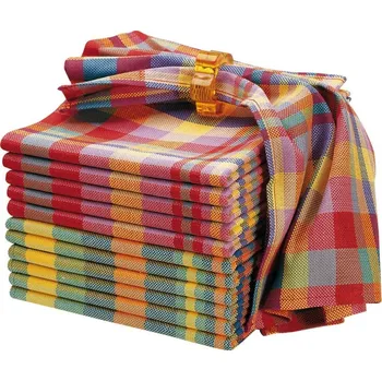 Utěrka Blancheporte Látkové ubrousky Madras z barvené tkaniny, sady mix barev 4 ks, 48x48 cm