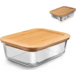 Dóza s těsněním 0,6 l transparentní/dřevo 17x12,5x5,5 cm 0,6 l