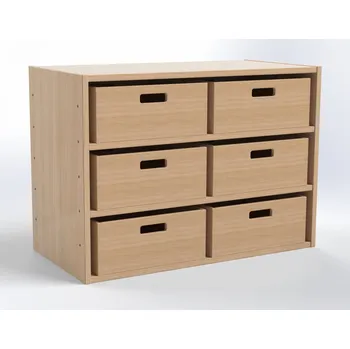 Komoda Skříňka MIKI PLUS bez soklu se 2 policemi a 6 volnými zásuvkami