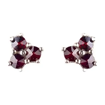 Náušnice granát - stříbrné náušnice (2202-2) povrchová úprava: rhodiované