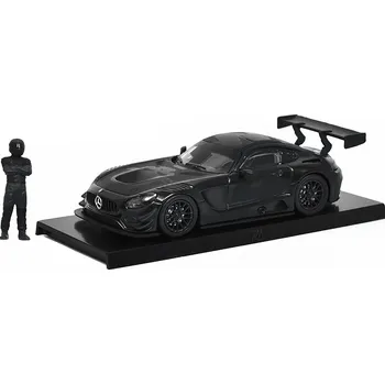 autíčko Mercedes AMG GT3 #4 s figurkou závodníka - černý 1:64 - TARMAC Models Mercedes-Benz AMG GT-3 with Racer Figurine - kovový model auta 1/64