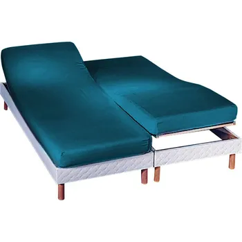 Prostěradlo Blancheporte Jednobarevné napínací prostěradlo na polohovací postel, flanel, hloubka rohů 26 cm petrolejová napínací prostěradlo 140x190 cm