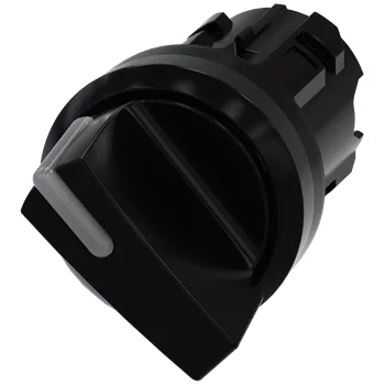 vypínač otočný spínač s osvětlením, 22 mm, kulatý, plast, černá barva, krátká páčka