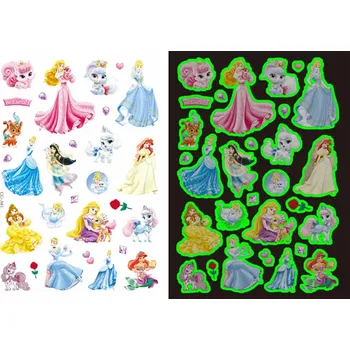 Odstranitelné tetování Dětské dočasné tetování - SVÍTÍCÍ VE TMĚ - DISNEY PRINCEZNY 1 (Značka: TAKARA TOMY)