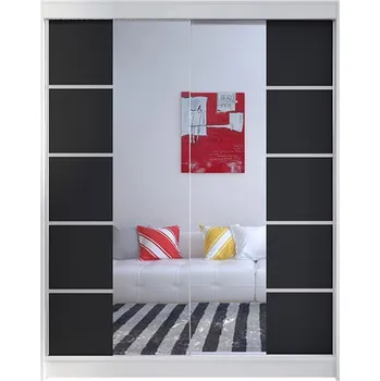 Šatní skříň Šatní skříň CAMINO V šířka 150 cm - bílá/černá