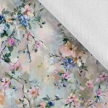 Konfekční žebrovaný úplet Takoy rozlité květiny olejomalba