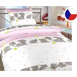 Povlečení do dětské postýlky krep 45x60, 90x130 Sloníci růžoví