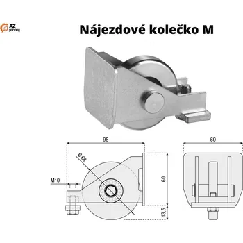 Pohon brány 307.M - nájezdové kolečko, velikost medium pro c profil 60x60mm s integrovanou kovovou ucpávkou c profilu