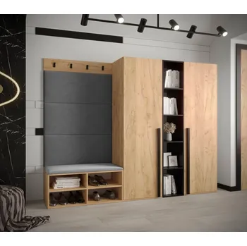 Předsíňová stěna Předsíňová stěna Miro 8 - dub Craft Barva: Tmavě šedá - Manila 16