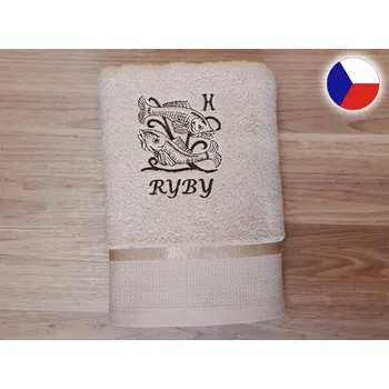Ručník Luxusní ručník se znamením RYBY 450g béžová/hnědá