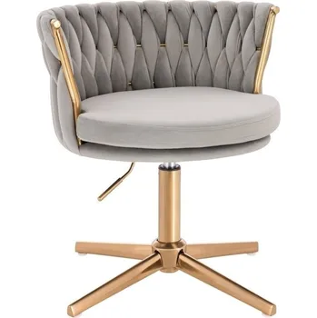 LuxuryForm DESIGN Kosmetická židle LYON VELUR na zlatém kříži - světle šedá