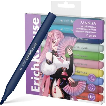 Akrylové fixy s kulatým hrotem, sada 10 barev, ErichKrause ART SPIRIT Manga