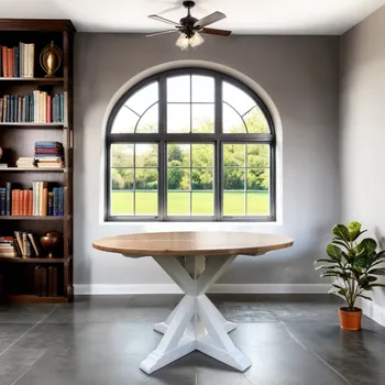 Jídelní stůl Stará Krása – Ruční výroba Dřevěný kulatý jídelní stůl Gast Bílý ve vintage stylu z masivu 76 x 100 cm