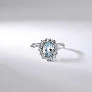 Prsten Lillian Vassago Prsten s akvamarínem a brilianty v bílém zlatě LLV59-DR161WAQ Velikost prstenu: 54