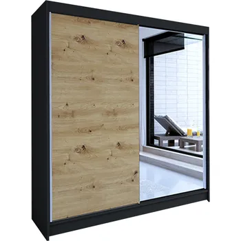 Šatní skříň Šatní skříň TALIN I šířka 180 cm - černá/dub artisan