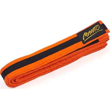 Bojový sport Dětský pásek k BJJ MANTO TAG - oranžový s cerným pruhem