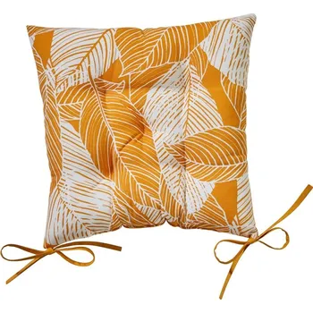 Potah na židli Blancheporte Sada 2 oboustranných podsedáků na židli s potiskem listů žlutá 2 ks