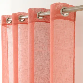 Záclona Blancheporte Jednobarevná voálová záclona s efektem lnu starorůžová 140x240 cm