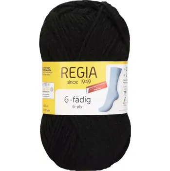 Příze Regia 6-ply Uni 50g Černá 2066 (Ponožková příze Regia 6-ply Uni 50g 2066 Black)