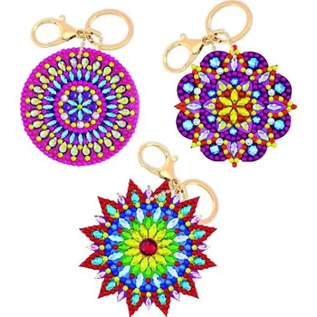 Diamantové malování Diamantové malování sada klíčenek mandaly 3 ks