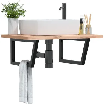 Koupelnový nábytek vidaXL Policové držáky na umyvadlo 2 ks lichoběžníkové ocel [4007289] Barva: Černá