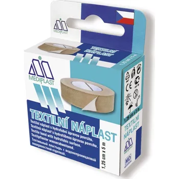 Krytí na ránu Náplast Mediplast 1.25cmx5m tkaná 1111 cívková