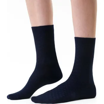 Dámské oblečení Tmavě modré dámské bambusové ponožky Art.125 WE026, NAVY BLUE - CHECKED PATTERN Velikost: 38/40