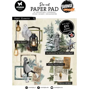Studio Light Blok s papírovými výseky Studio Light "Grunge", A5, 20 l. - Zimní retro