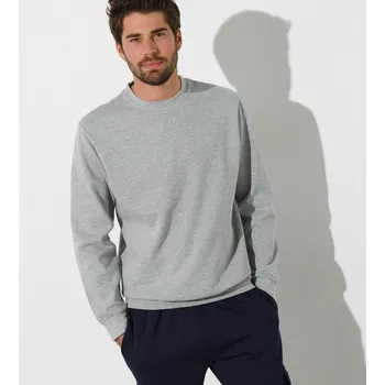 Pánská mikina Blancheporte Mikina s kulatým výstřihem z česaného moltonu šedý melír 137/146 (4XL)