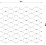 KOVIAN, s.r.o. Lanová sieť, 1,4 x 25 m, oko 60 x 104 mm, ø 2 mm, AISI 316