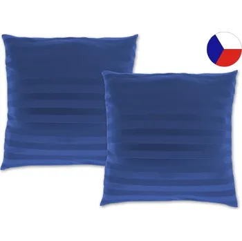 Dekorativní polštářek Jednobarevný saténový dekorační polštářek 50x50 Proužek modrý