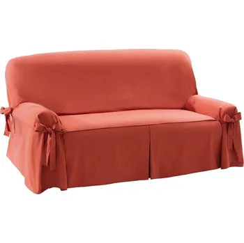 Napínací potah Blancheporte Jednobarevný plátěný potah s vázačkami zn. Colombine® na pohovku a křeslo terakota křeslo