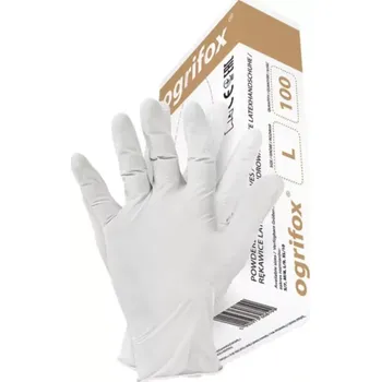 Pracovní rukavice Ogrifox OX-LAT rukavice pudrované bílé 100 KS