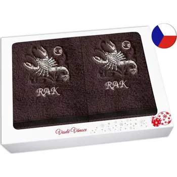 Ručník Vánoční dárková sada ručník + osuška Znamení Rak hnědá/hnědá