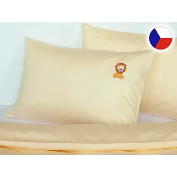 Povlečení Saténové dětské povlečení do postýlky 90x135, 40x60 GEON Žlutý lvíček