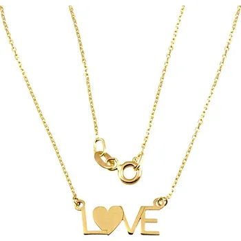 Náhrdelník ŠPERKY-NM, Zlatý náhrdelník s nápisem Love 593 Délka náhrdelníku: 45 cm