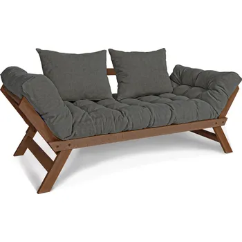 Pohovka Rozkládací futonová pohovka BREEZIO 03 170 cm z masivu/šedá