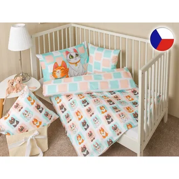 Povlečení Saténové dětské povlečení do postýlky 90x135, 40x60 GEON Roztomilé kočky