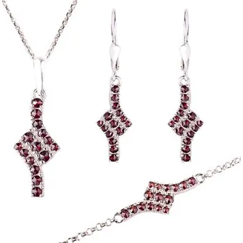 Souprava šperků granát souprava Set 216 (Set 216) povrchová úprava: rhodiované