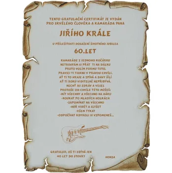 Gratulace kytara pergamen z překližky