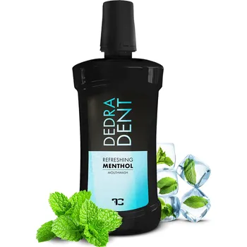 Ústní voda DEDRA DENT | přírodní bylinná ústní voda REFRESHING MENTHOL s kyselinou hyaluronovou & stévií | hydratace & svěží dech 500 ml Dedra