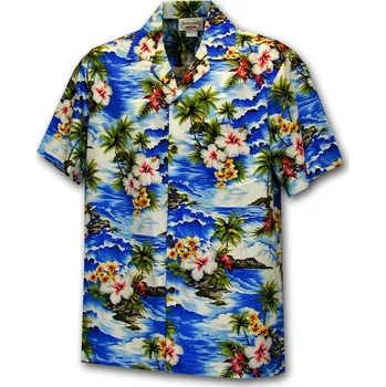 Pánská košile Pacific Legend Havajská košile s motivem ibišku a moře Velikost: XL