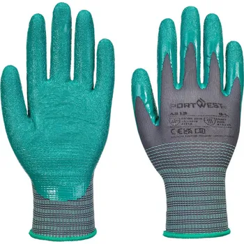 Pracovní rukavice PORTWEST Rukavice Grip 15 Crinkle A313, nitrilové POR-A313G3RXXL 2XL Šedá/zelená