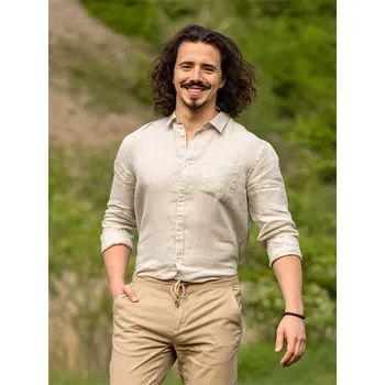 Pánská košile Pánská lněná košile - naturální Naturálně lněná XXL
